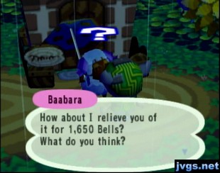 Baabara: How about I relive you of it for 1,650 bells?