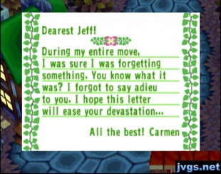 Carmen's goodbye letter.