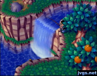 Fishing from the top of the waterfall.