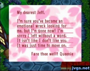 Queenie's goodbye letter.