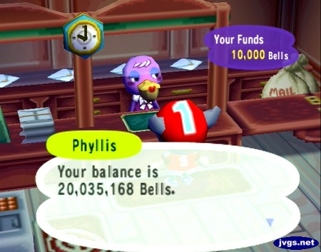 Phyllis: Your balance is 20,035,168 bells.