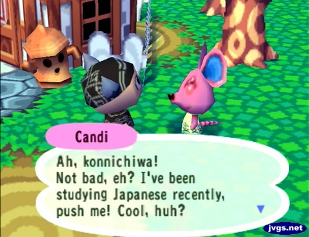 Candi: Ah, konnichiwa! Not bad, eh? I've been studying Japanese recently, push me! Cool, huh?