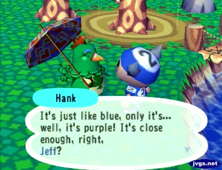 Hank: It's just like blue, only it's... well, it's purple! It's close enough, right, Jeff?