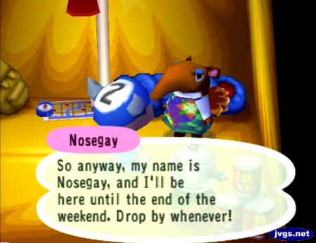 Nosegay, at the campsite: So anyway, my name is Nosegay, and I'll be here until the end of the weekend. Drop by whenever!