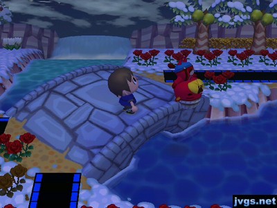 Pascal backflips off the bridge and into the river in Animal Crossing: City Folk (ACCF).