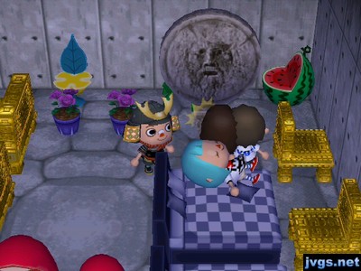 Players merging near the bed in Scott's basement.