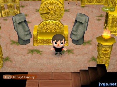 The western desert from Saharah on the floor in my golden furniture room in Animal Crossing: City Folk.