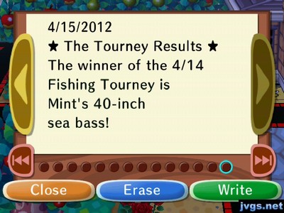 *The Tourney Results* The winner of the 4/14 Fishing Tourney is Mint's 40-inch sea bass!