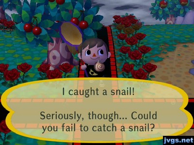 I caught a snail! Seriously, though... Could you fail to catch a snail?