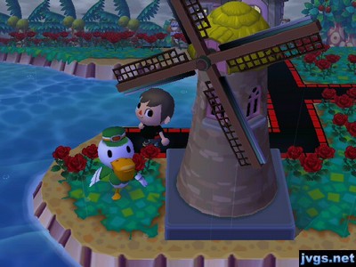 Pete stands on a peninsula near my windmill in Animal Crossing: City Folk (ACCF) for Nintendo Wii.