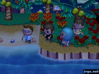 Fishing in the ocean in Animal Crossing: City Folk.