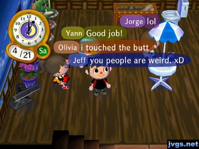 Olivia: I touched the butt. Yann: Good job! Jeff: You people are weird. xD