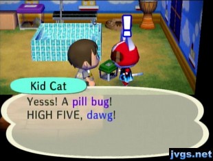 Kid Cat: Yesss! A pill bug! HIGH FIVE, dawg!