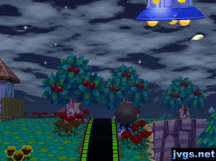 Gulliver's UFO flies overhead.