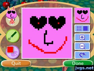 The "fancy" face I drew for Blanca: It's a pink face with hearts for eyes.