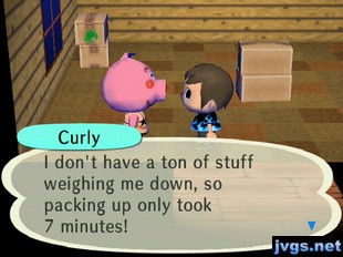 Curly: I don't have a ton of stuff weighing me down, so packing up only took 7 minutes!