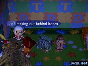 Jeff: Making out behind bones!