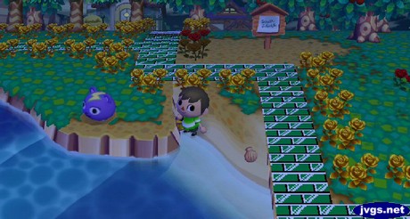 Static falls into a pitfall in Animal Crossing: City Folk.