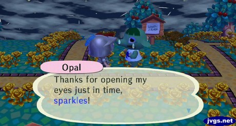 Opal: Thanks for opening my eyes just in time, sparkles!