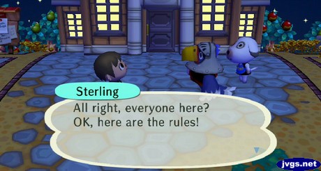 Sterling: All right, everyone here? OK, here are the rules!