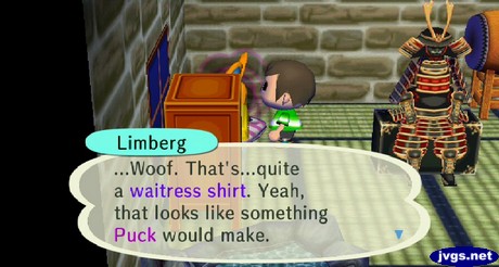 Limberg: ...Woof. That's...quite a waitress shirt. Yeah, that looks like something Puck would make.