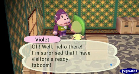 Violet: Oh! Well, hello there! I'm surprised that I have visitors already, faboom!