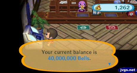 Your current balance is 40,000,000 bells.