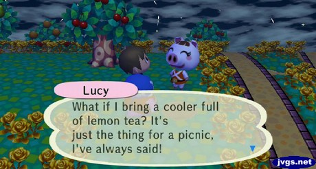 Lucy: What if I bring a cooler full of lemon tea? It's just the thing for a picnic, I've always said!