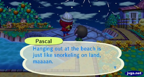 Pascal: Hanging out at the beach is just like snorkeling on land, maaan.