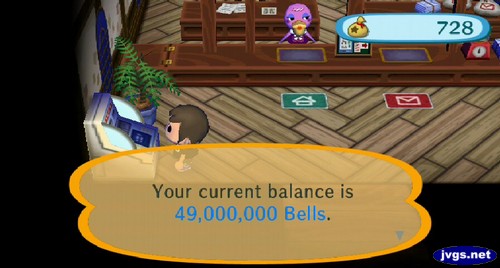 Your current balance is 49,000,000 bells.