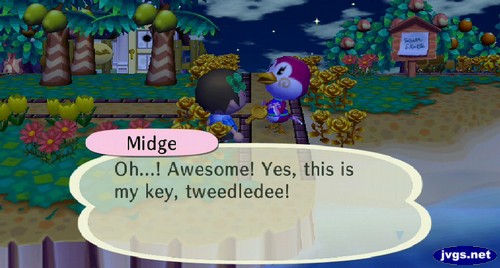 Midge: Oh...! Awesome! Yes, this is my key, tweedledee!