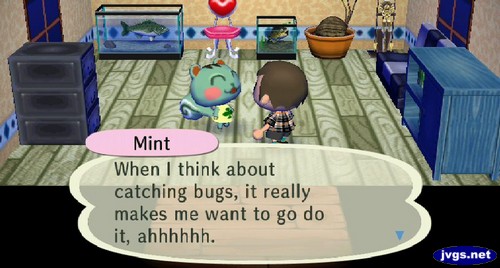 Mint: When I think about catching bugs, it really makes me want to go do it, ahhhhhh.