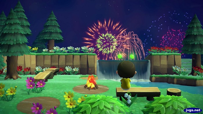 Watching fireworks from the campsite.