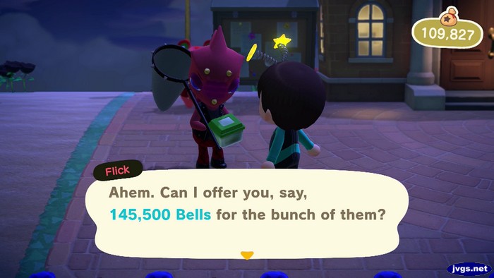 Flick: Ahem. Can I offer you, say, 145,500 bells for the bunch of them?