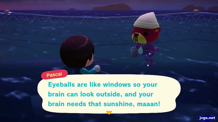 Pascal: Eyeballs are like windows so your brain can look outside, and your brain needs that sunshine, maaan!