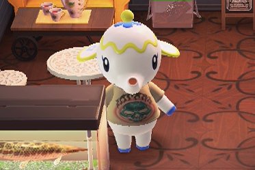 Tia wearing a skull tee in Animal Crossing: New Horizons.