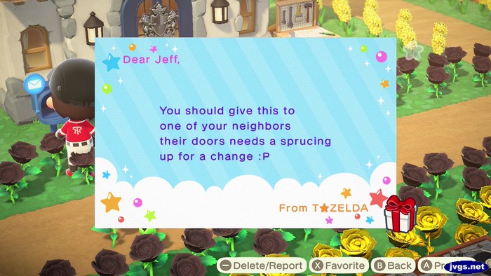 Dear Jeff, You should give this to one of your neighbors their doors need a sprucing up for a change :P -From T*Zelda