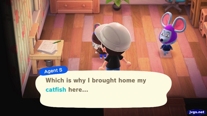 Agent S: Which is why I brought home my catfish here...