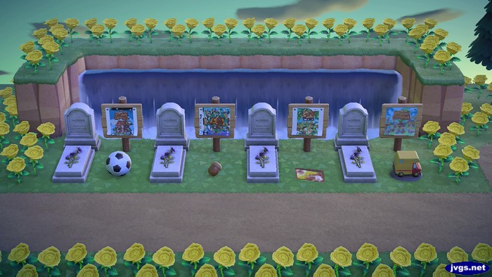 My Animal Crossing cemetery, now with an acorn to represent the Acorn Festival.
