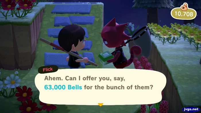 Flick: Ahem. Can I offer you, say, 63,000 bells for the bunch of them?