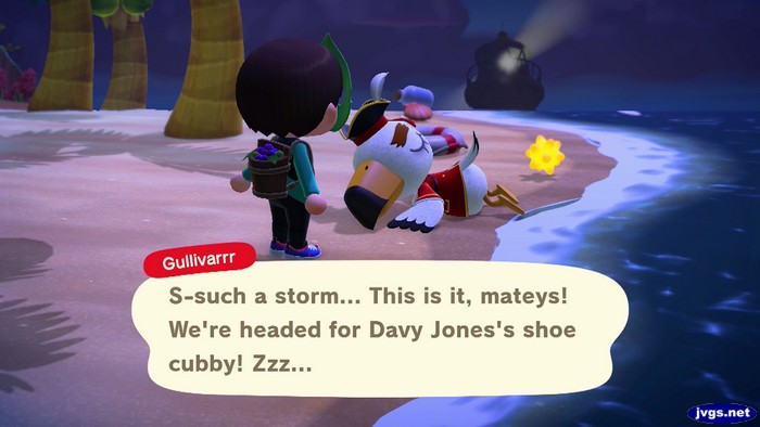 Gullivarrr: S-such a storm... This is it, mateys! We're headed for Davy Jones's shoe cubby! Zzz...