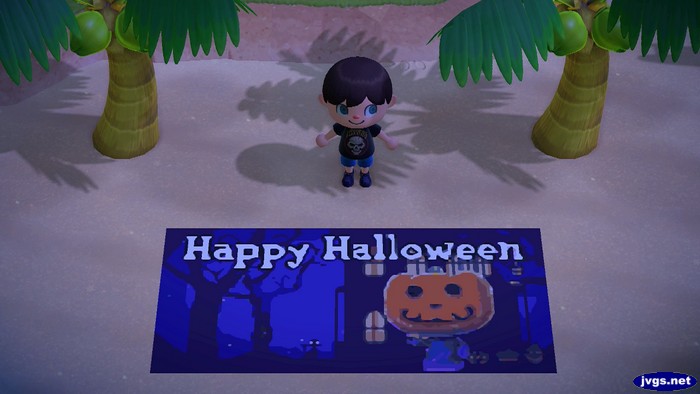 A Halloween mural that shows Jack in front of a haunted house.