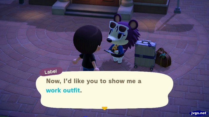 Label: Now, I'd like you to show me a work outfit.