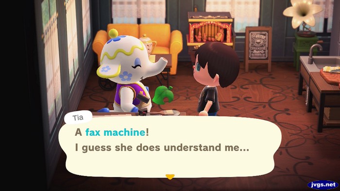 Tia: A fax machine! I guess she does understand me...