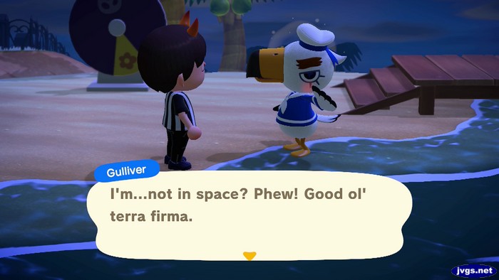 Gulliver: I'm...not in space? Phew! Good ol' terra firma.