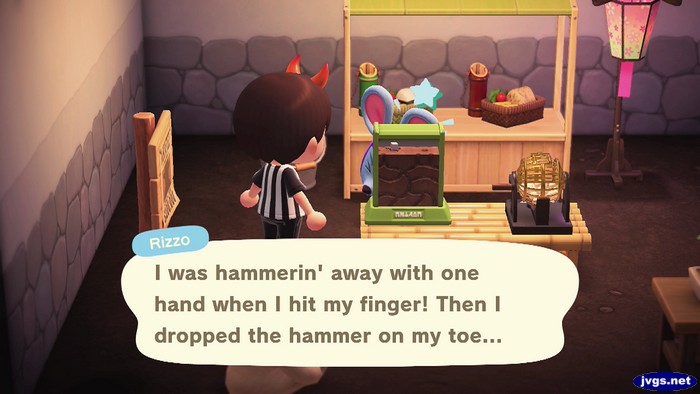 Rizzo: I was hammerin' away with one hand when I hit my finger! Then I dropped the hammer on my toe...