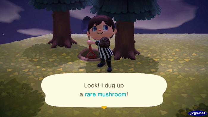 Look! I dug up a rare mushroom!