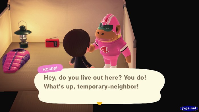 Rocket: Hey, do you live out here? You do! What's up, temporary-neighbor!