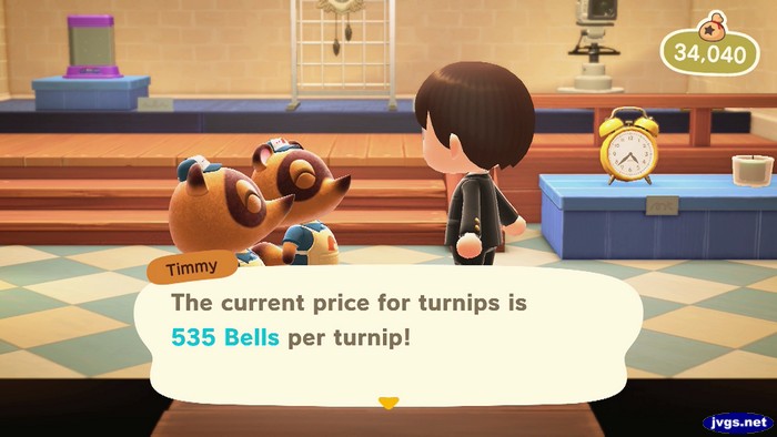 Timmy: The current price for turnips is 535 bells per turnip!