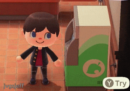 Animated GIF of Jeff using the work out emotion in Animal Crossing: New Horizons (ACNH) for Nintendo Switch.